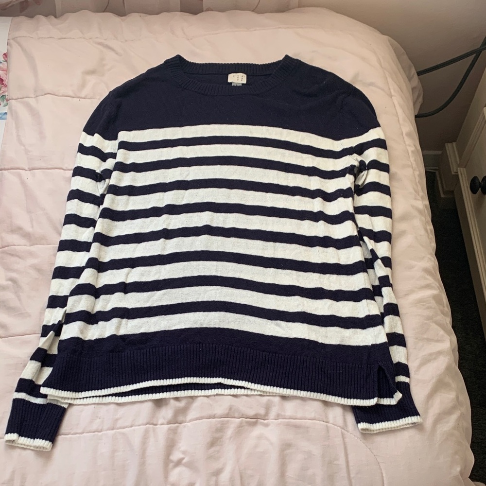 Navy and White Striped Sweater